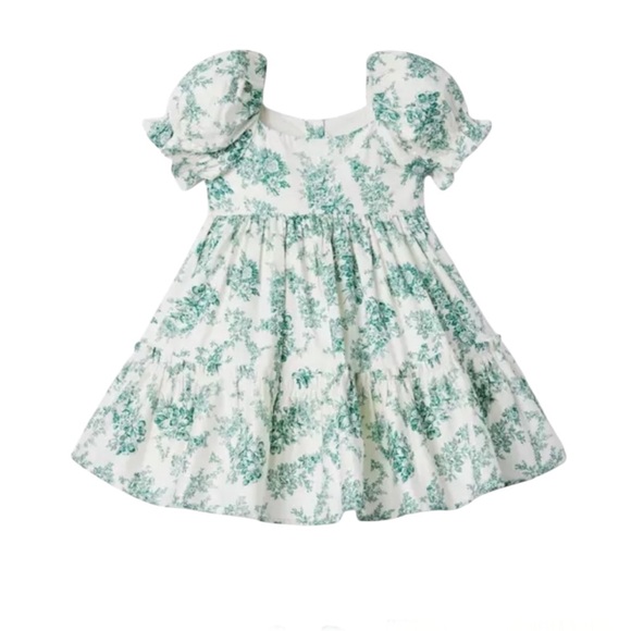 Janie and Jack Other - Janie & Jack Green Toile Puff Sleeve Dress size 12